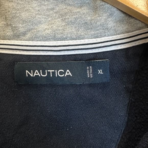 Nautica Quarter Zip Sweatshirt Men's Size XL Navy Blue Fleece Embroidered Logo - Picture 4 of 9